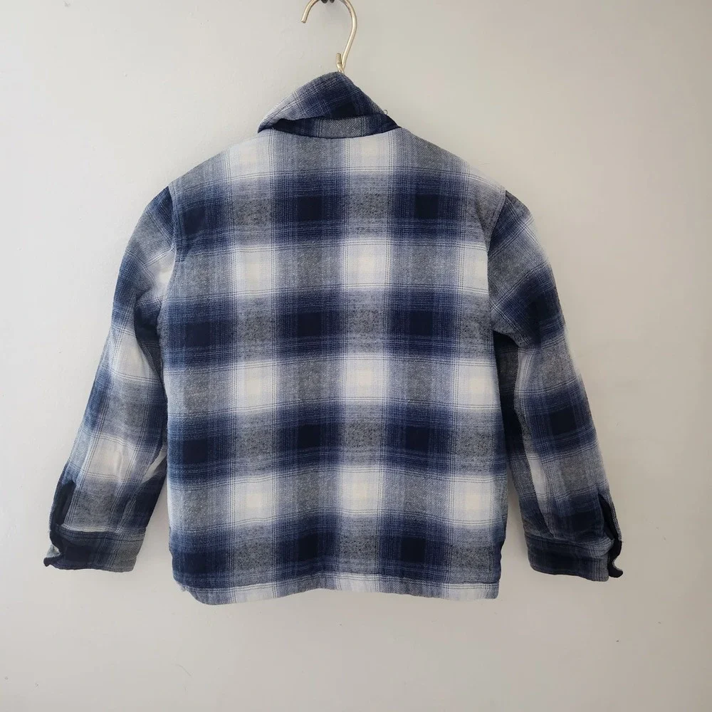 Old‎ Navy Boys Blue White Plaid Sherpa Lined Flannel Shirt Jacket Size M 8